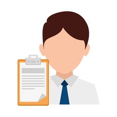 businessman with clipboard avatar character vector illustration design