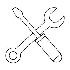 wrench key and screwdriver vector illustration design