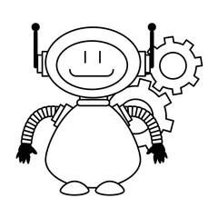 technological robot with gears character icon vector illustration design