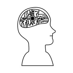 human profile with electrical circuit vector illustration design