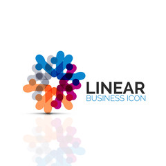 Abstract flower or star, linear thin line icon. Minimalistic business geometric shape symbol created with line segments