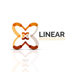 Abstract flower or star, linear thin line icon. Minimalistic business geometric shape symbol created with line segments
