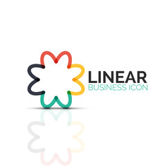 Abstract flower or star, linear thin line icon. Minimalistic business geometric shape symbol created with line segments