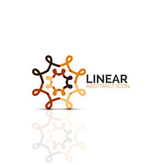 Abstract flower or star minimalistic linear icon, thin line geometric flat symbol for business icon design, abstract button or emblem