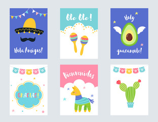 Fiesta Mexican Party Invitations and Cards Vector Set - 194631108