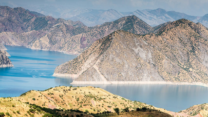 Nice view of Nurek Reservoir in Tajikistan