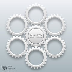 Gears and cogs graphics #Vector Chart design_6-Step Process 