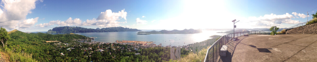 Fototapeta premium panorama view from Coron Hill, Coron, Palawan, Philippines