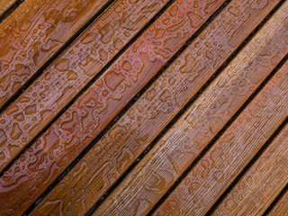 The background of  a dripping wooden  boards