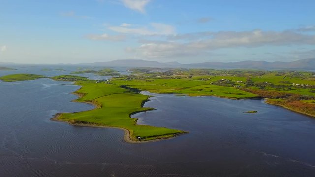 aerial view of beautiful islands of Clew bay in Ireland