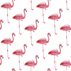 Watercolor flamingo seamless pattern 