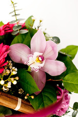 pink orchid in bouquet