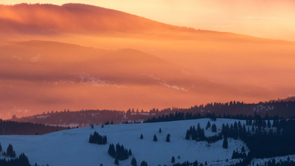 The greatest sunset I have ever witnessed in Hasmas mountains, Romania. The skies looked like they were set on fire.