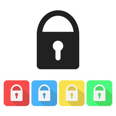 Lock icon flat design with long shadow