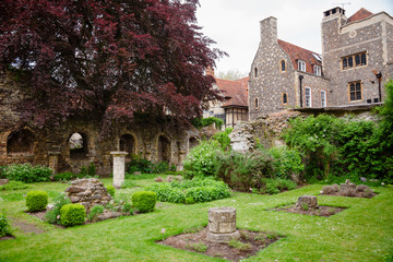 Fototapeta na wymiar Medicinal Herb Garden at Canterbury Cathedral Kent Southern England UK