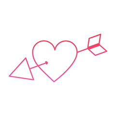 arrow through heart cupid valentines day icon image vector illustration design  pink line