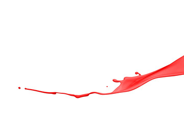 Red paint splash isolated on white background.