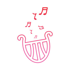 lyre harp musical instrument icon image vector illustration design  pink line
