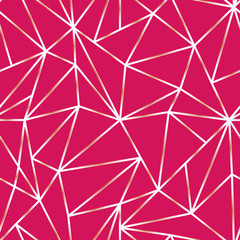 Geometric Seamless Pattern. Abstract Fuchsia Polygonal background. Triangle Vector Mosaic backdrop.