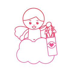 cupid with arrow holder valentines day icon image vector illustration design  pink line