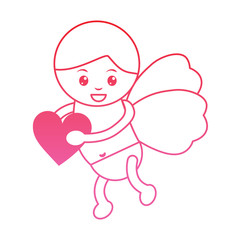 cupid holding heart valentines day icon image vector illustration design  pink line
