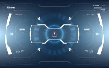 Sci-Fi Futuristic Vector HUD Interface Screen. Virtual Reality View Display