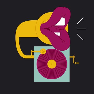 SINGER GRAMOPHONE. jazz, soul, black music.
Serie of funny illustrations with cool musicians and instruments.