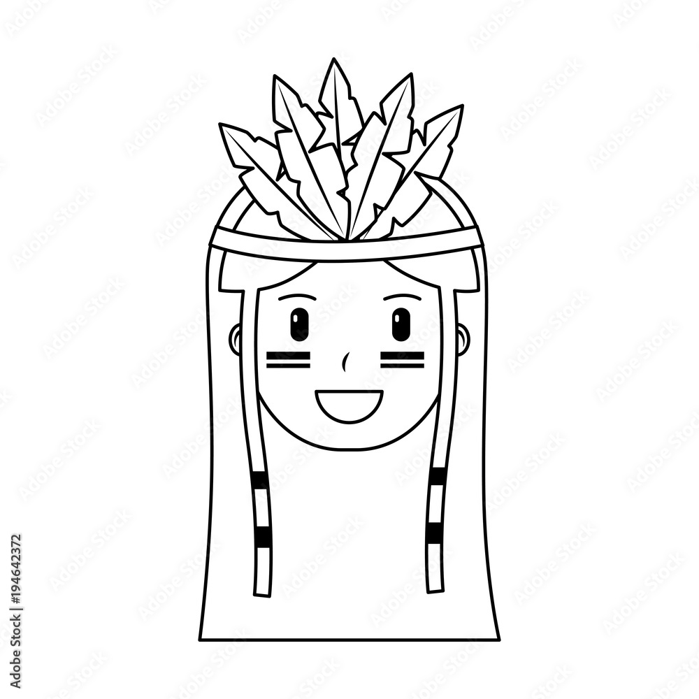 Sticker happy native american person icon image vector illustration design