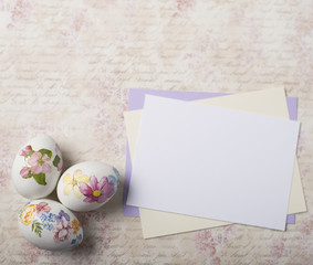 Easter eggs card with caligraphy fonts