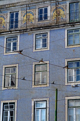 tiled facade in the old town of Lisbon, Portugal