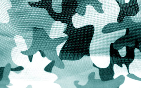 Military uniform pattern in cyan tone.