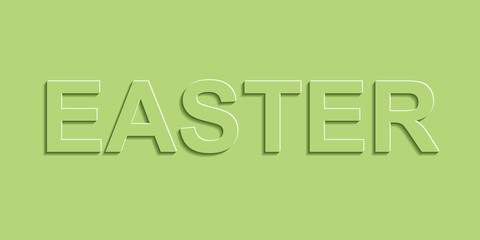 Greeting banners with Easter green pastel color with shadow, vector text simple paper Easter banner, spring style