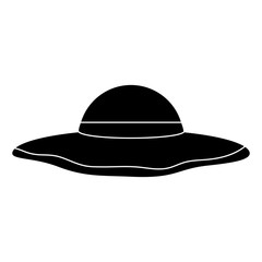 sun hat woman icon image vector illustration design  black and white