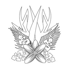 assorted flowers emblem wild icon image vector illustration design  single black line