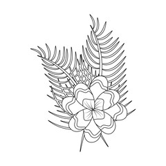 assorted flowers emblem wild icon image vector illustration design  single black line