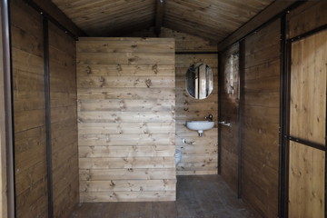 inside of a prefabricated wooden house