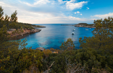 Seascape and beach in the north of Ibiza, Spain