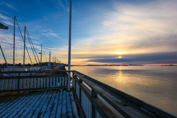 Sunset as seen from a boat house in Saltholmen,Gothenburg,Sweden