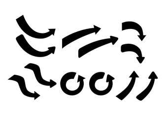 Fototapeta premium Set of curve black arrows. Collection of pointers. Vector illustration