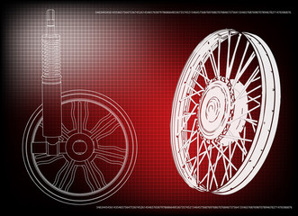 wheel and shock absorber on a red