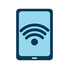 smartphone with wifi signal on screen gadget icon image vector illustration design 