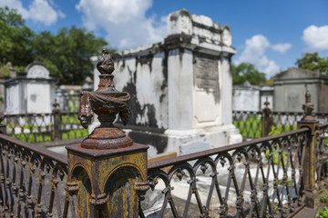 Fototapeta na wymiar Detail of a tomb at the Lafayette Cemetery No. 1 in the city of New Orleans, Louisiana, USA