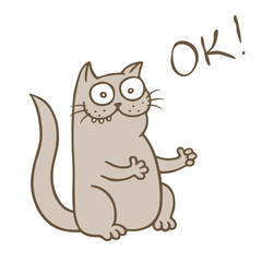 Funny cat puts on the likes. Vector Illustration