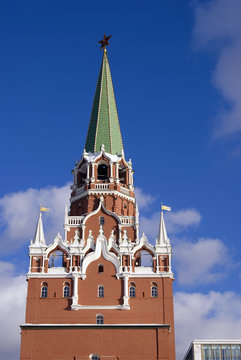 Trinity tower of Moscow Kremlin. Color photo.