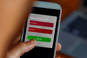 Online Banking on Smartphone Close up