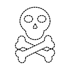 skull cross bones danger alert image vector illustration dotted line design