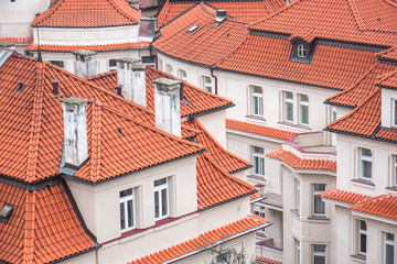 The view on the the roofs in Prague, Czech republic