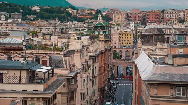 Aerial View of Genoa Skyline, Italy, Lantern Landmark, Liguria, Old Town