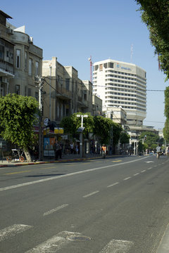 View of street in city