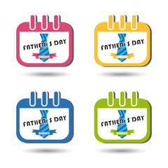 Fathers Day Calendar Card Collage - Vector Illustration - Isolated On White Background